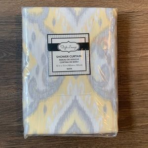 Shower curtain, yellow and gray. 72”X 72”, NWT’s
